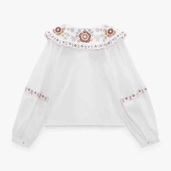Zara embroidered poplin top - Picture 7 of 8